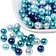 Pandahall elite paquete de 100 cuentas de perlas de vidrio redondas para hacer joyas de diy - azul caribe - 8 mm HY-PH0006-8mm-03-1