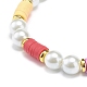 Heishi en pâte polymère & perle de verre & bracelet extensible en perles de laiton pour femme BJEW-JB08754-2