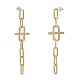 Brass Micro Pave Clear Cubic Zirconia Dangle Stud Earrings EJEW-K083-17G-2
