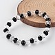 Abacus facettes bracelets en perles de verre extensibles, noir, 54mm
