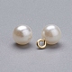 Colgantes de acrílico de la perla, Con lazo de hierro dorado, redondo, blanco, 15x10mm, agujero: 2.5 mm