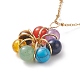 Boucles d'oreilles pendantes et collier pendentif fleur de pierres précieuses mélangées naturelles et synthétiques SJEW-JS01259-3