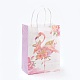 長方形の紙袋  ハンドル付き  ギフトバッグ  ショッピングバッグ  フラミンゴの形の模様  バレンタインデーのために  パールピンク  27x21x11cm AJEW-G019-04M-02-1