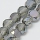 Half Platinum Plated Frosted Crystal Glass Beads Strands EGLA-F014-I01-1