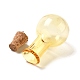 ガラスチャーム  木製のボトルストッパーとプラチナ合金ループ付き  球根形  ゴールド  34x18mm  穴：2mm GLAA-P053-01A-06-3