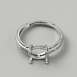 Componentes ajustables de anillo de latón, configuraciones de anillo de punta, oval, Platino, Bandeja: 6x8 mm, 7mm, diámetro interior: 18 mm