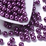 Perles acryliques de perles d'imitation, teinte, ronde, violet, 8x7.5mm, Trou: 2mm, environ 1900 pcs / livre