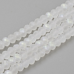 Chapelets de perles en verre électroplaqué, facette, demi-plaqué, Style mat, rondelle, clair ab, 4x3mm, Trou: 1mm, Environ 150 pcs/chapelet, 18.9 pouce