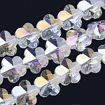 Electroplate Glass Beads, AB Color Plated, Faceted, Plum Blossom, Clear AB, 13x13.5x8.5mm, Hole: 1mm