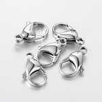 316 Surgical Stainless Steel Lobster Claw Clasps, Manual Polishing, Stainless Steel Color, 19x12mm, Hole: 2mm