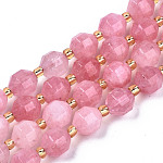 Brins de perles de dolomite naturelles, facette, teinte, ronde, perle rose, 8x8mm, Trou: 1.2mm, Environ 33 pcs/chapelet, 15.16 pouce ~ 15.35 pouces (38.5 cm ~ 39 cm)