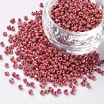 Perles de rocaille en verre, couleurs opaques lustered, ronde, cramoisi, 2mm, Trou: 1mm, environ 30000 pcs / livre
