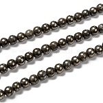 Chapelets de perles de pyrite naturelle , ronde, 4mm, Trou: 0.5mm, Environ 100 pcs/chapelet, 15.74 pouce