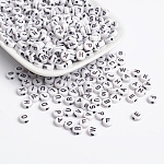 Perle acriliche iniziali miste, perline con lettere per la realizzazione di braccialetti con nome, foro orizzontale, misura:circa7mm di diametro, 3 mm di spessore, Foro: 1.5 mm, circa 286~290pcs/50g