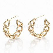 Semicircular Brass Half Hoop Earrings KK-T062-38G-NF