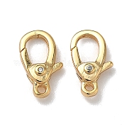 Плоские круглые застежки-лобстеры с микропаве из прозрачного кубического циркония из латуни KK-Z136-22G-01