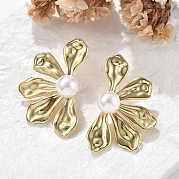 Серьги-гвоздики в виде цветка из латуни EJEW-R016-05G