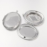 Вырезанные овальные латунь Locket большие кулоны KK-D492-P