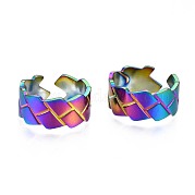 304 Stainless Steel Grooved Cuff Ring RJEW-N038-072