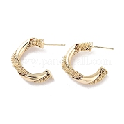 Twist Ring Brass Stud Earrings EJEW-F332-03G