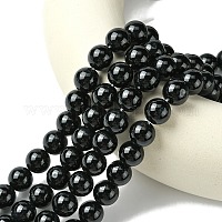 ナチュラルブラックオニキスラウンドビーズ連  染め＆加熱  ブラック  12mm  穴：1mm  約32個/連  15.74インチ&nbsp;G-L087-12mm-01