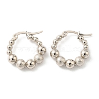 Orecchini a cerchio con perline in acciaio inossidabile 304 anti-ossidazione per donna&nbsp;EJEW-F319-03P