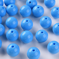 Abalorios acrílicos opacos, redondo, cielo azul profundo, 16x15mm, agujero: 2.8 mm, aproximamente 220 unidades / 500 g