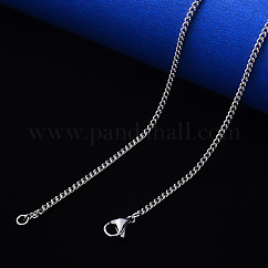 Collier à chaîne gourmette en acier inoxydable 304 anti-ternissement, avec fermoir, couleur inoxydable, lien: 2x1.5x0.4 mm, 19.68 pouce (50 cm)
