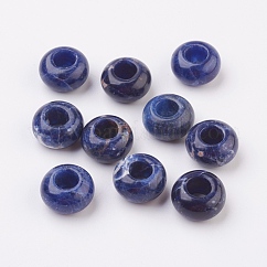 天然ソーダライトヨーロピアンビーズ  大穴ビーズ  ロンデル  14x7~8mm  穴：6mm