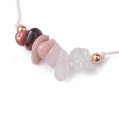 宝石編みビーズ ブレスレット  ピンク  内径：3インチ（7.5cm）&nbsp;BJEW-JB11013-03