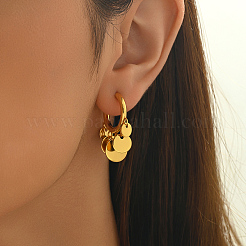 Boucles d'oreilles chandelier plates rondes en acier inoxydable&nbsp;LS-JB5555