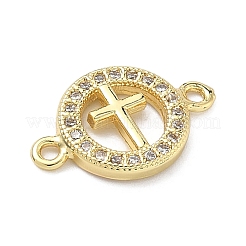 Кольцо религиозного культа из латуни с микропаве из прозрачных кубических цирконий и подвесками-соединителями&nbsp;KK-A282-08A-G