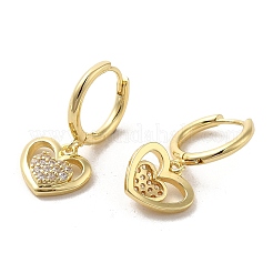Orecchini pendenti a cerchio in ottone placcato a cremagliera con micro pavé di zirconi cubici&nbsp;EJEW-A031-25G