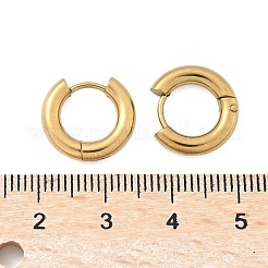 イオンプレーティング(IP) 304 ステンレススチール フープピアス  ゴールドカラー  13x14mm  ピン：1mm&nbsp;X-EJEW-F111-14mm-G