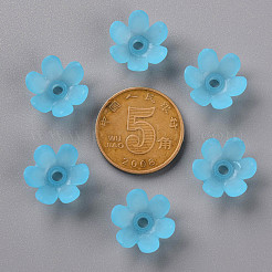 つや消しアクリルビーズキャップ  6花びら  花  ディープスカイブルー  14x6mm  穴：2mm  約1660個/500g&nbsp;MACR-S371-07A-755