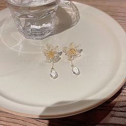 Orecchini a lobo da donna in ottone a forma di fiore in vetro&nbsp;WGDC4BF-01