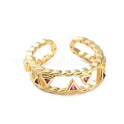 Anelli aperti da donna con micro pavé di zirconi cubici in ottone placcato a cremagliera&nbsp;RJEW-U026-05G-01