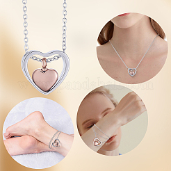 Collier avec pendentif en forme de cœur en acier inoxydable 304 pour cendres&nbsp;NJEW-CN0001-19RGP