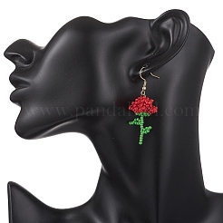 Серьги-подвески из цветочного стекла ручной работы&nbsp;EJEW-MZ00684-01