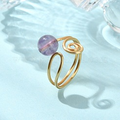 Anillos abiertos tipo brazalete con piedras preciosas naturales&nbsp;RJEW-JR01071