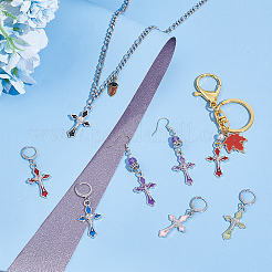 Сплав эмаль религия распятие крест кулон запирание маркеры стежков HJEW-PH01839