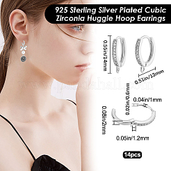 14шт латунные серьги-кольца с микро-паве из прозрачного кубического циркония&nbsp;ZIRC-BBC0003-48