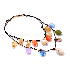 Boho-Halskette mit Anhänger aus Harznuggets&nbsp;WG1D07C-01