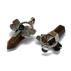 Большие подвески с граненой заостренной пулей и натуральным тигровым глазом&nbsp;G-Q165-01AS-02