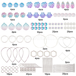 Наборы для самостоятельного изготовления стеклянных сережек в фиолетовом стиле&nbsp;DIY-SC0014-36P