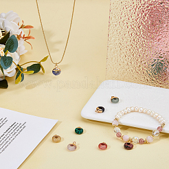 8 шт. 8 стиля натуральных и синтетических смешанных драгоценных камней плоские круглые/пончиковые подвески G-FH0002-13