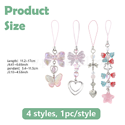 4 шт. ремешок для мобильного телефона из сплава и акрила HJEW-DC00081