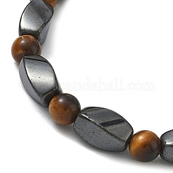 Круглый природных тигровый глаз браслеты простирания&nbsp;BJEW-G072-14