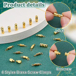 120шт 6 стиля латунные винтовые застежки KK-PH0010-75