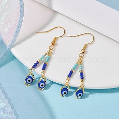 Стеклянные серьги с подвесками от сглаза EJEW-JE05485